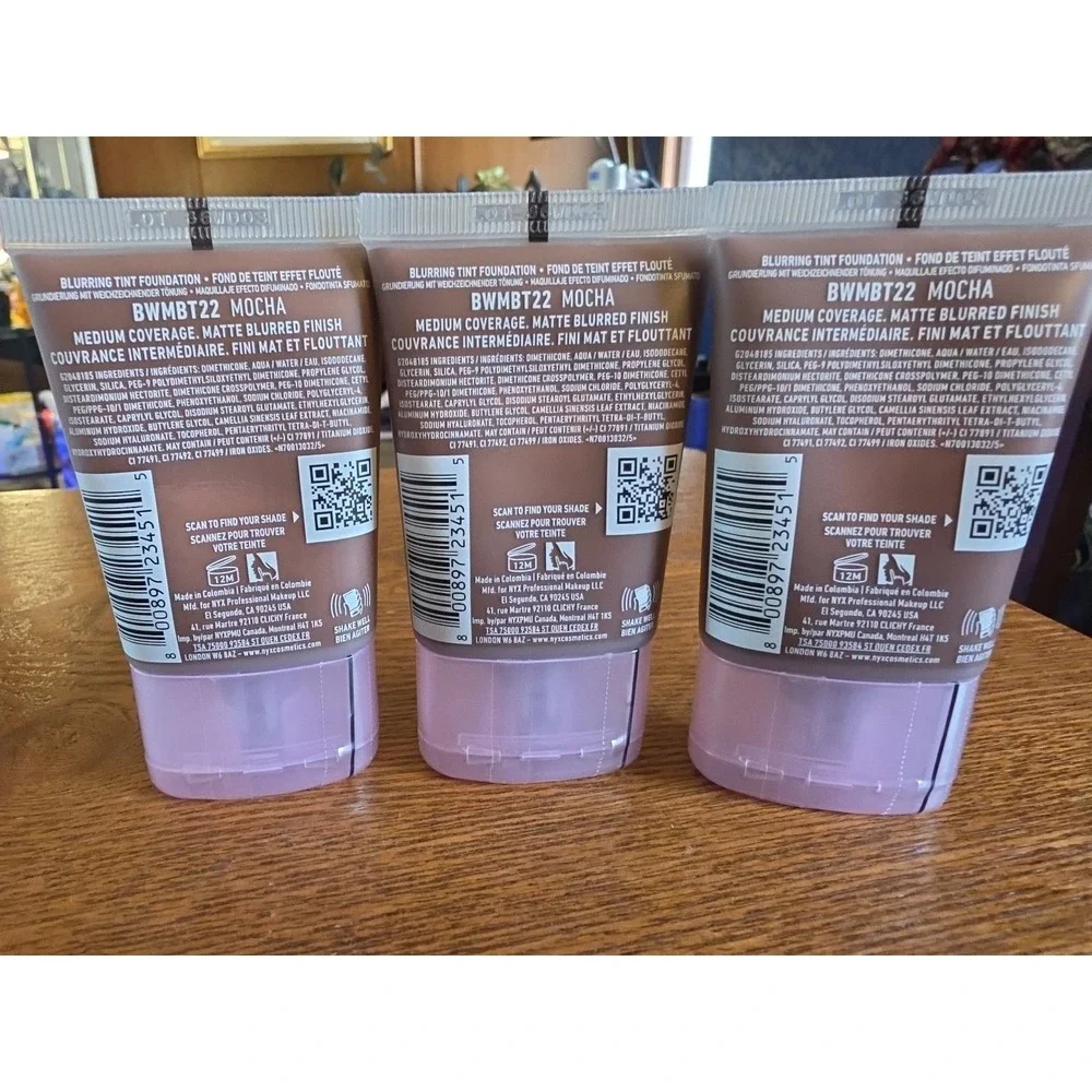 Lot Of 3 NYX PROFESSIONAL BARE With Me‎ BLUR Skin Tint Foundation 22: MOCHA